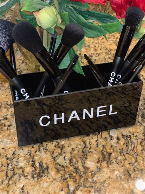 black leather chanel brush holders|what are chanel makeup brushes made of.